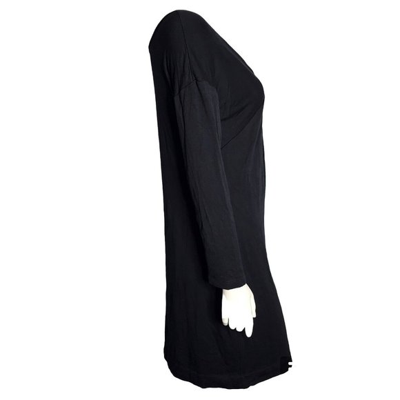ANN TAYLOR LOFT Outlet Lounge Solid All Black 3/4 Sleeve Dress Womens S Small - Picture 4 of 6